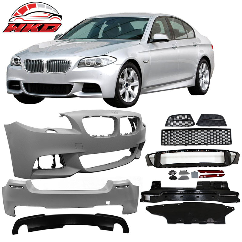 Fits 14-16 BMW F10 LCI Mtech Front Bumper + Rear Bumper W/ Twin Outlet