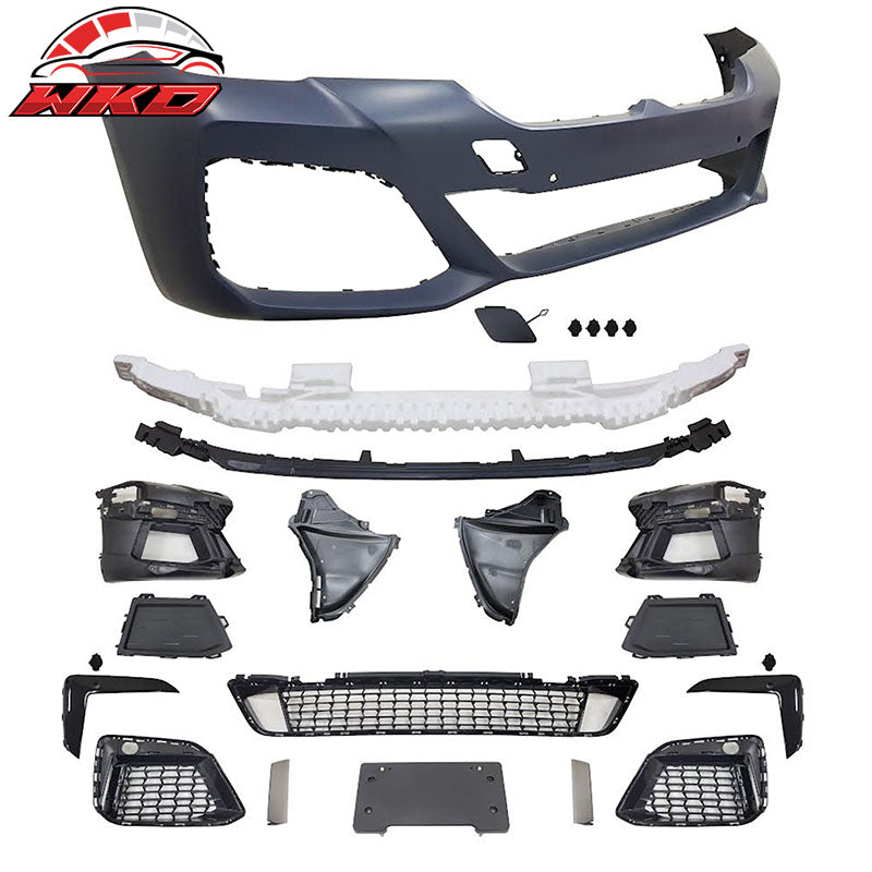 Fits 21-23 BMW G30 M Sport M550 Style Front + Rear Bumper Cover + Side Skirts