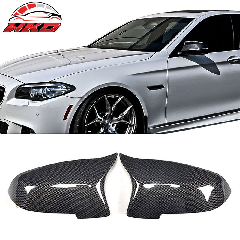 Fits 14-16 BMW F07 F10 F11 5 Series 2PCS Side Mirror Covers Matte Carbon Fiber
