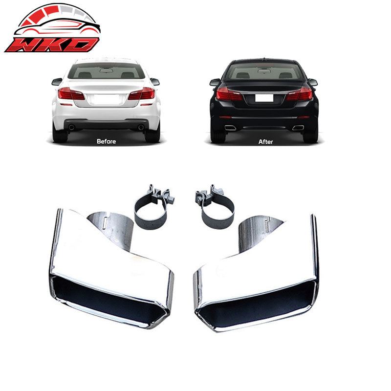 Fits 11-16 BMW F10 F11 F18 5 Series 2PCS Exhaust Muffler Tips Stainless Steel