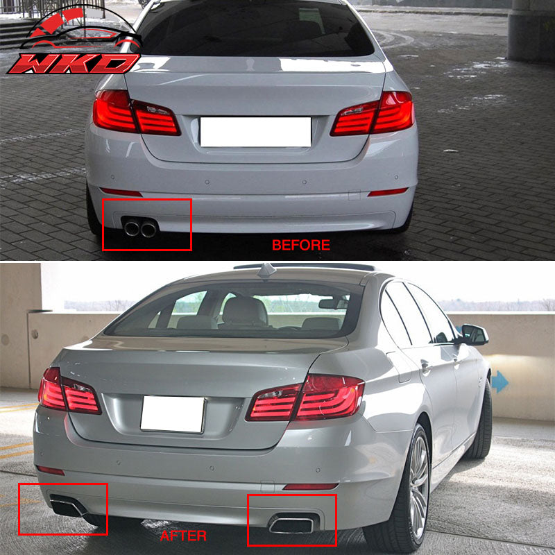 Fits 11-16 BMW F10 F11 F18 5 Series 2PCS Exhaust Muffler Tips Stainless Steel