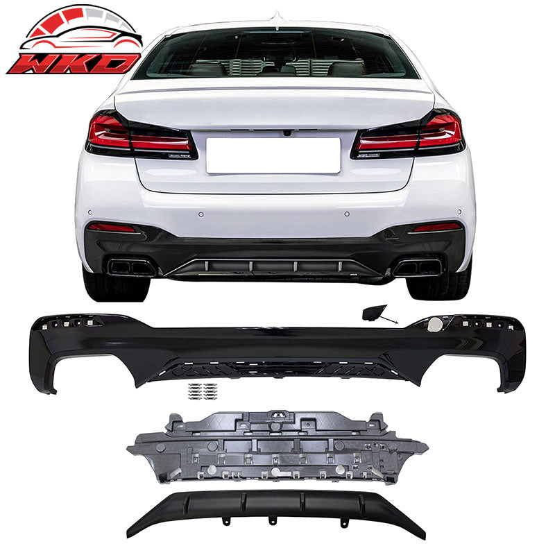 Fits 21-23 BMW G30 G31 M550i MP Style Rear Diffuser+Front Bumper Lip+Side Skirts