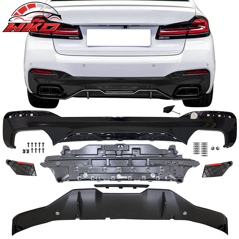 Fits 21-23 BMW G30 G31 MP Style Type 2 Rear Diffuser+Front Bumper Lip+Side Skirt