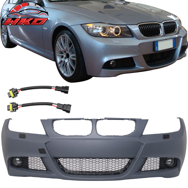 Fits 09-11 E90 LCI M-T Msport Front Bumper Cover Replacement+Fog Lights Pair