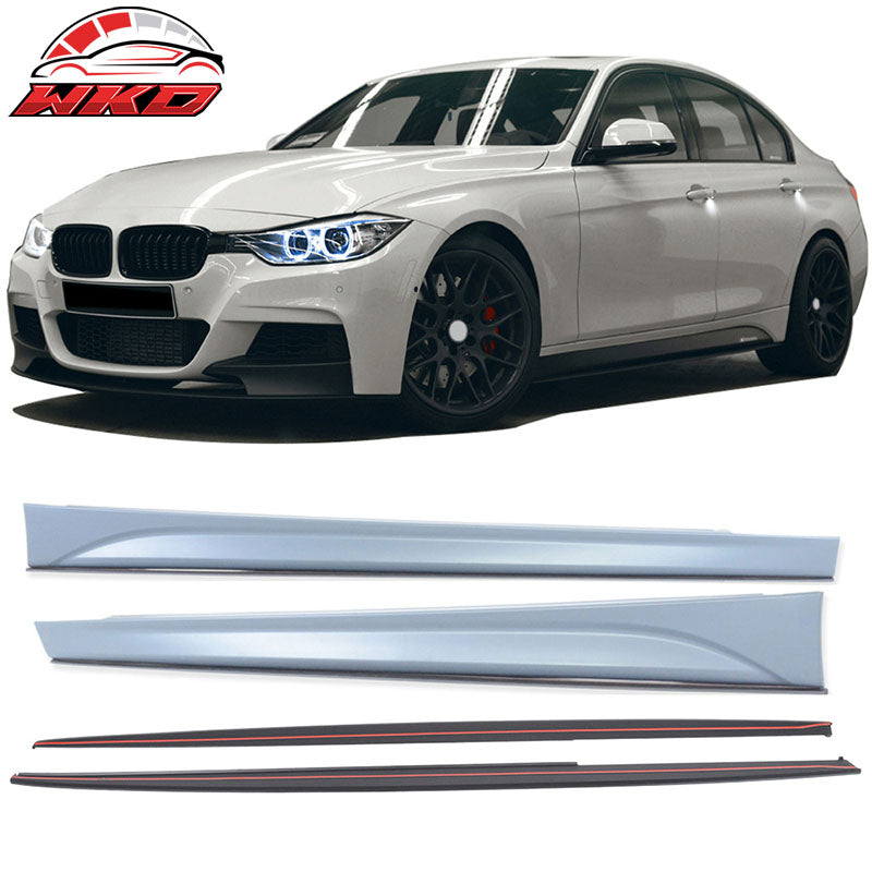 Fits 12-18 BMW F30 3-Series Side Skirts Rocker Panel + Splitter Extension PP