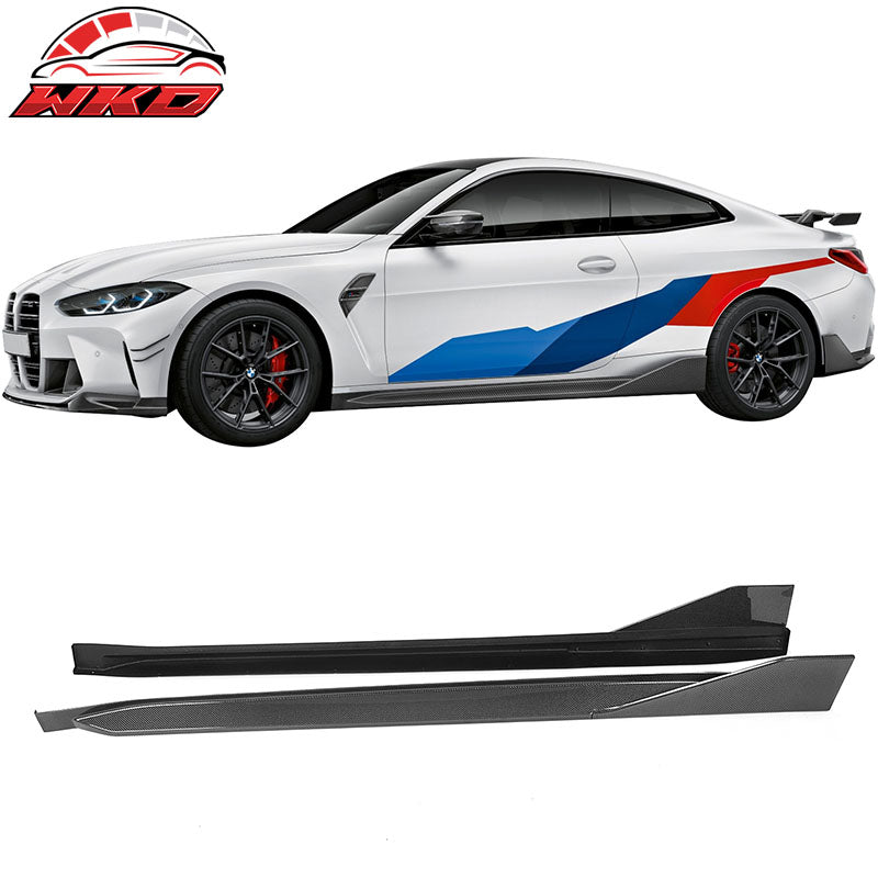 Fits 21-27 BMW G82 G83 M4 MP Style Carbon Fiber Side Skirts Rocker Panels 2PC