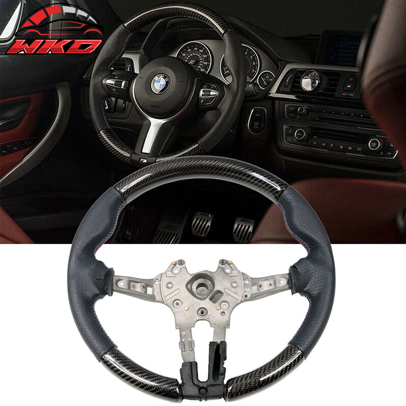 Fits 15-21 BMW F80 F82 M Steering Wheel Matte Carbon Fiber + Perforated Leather