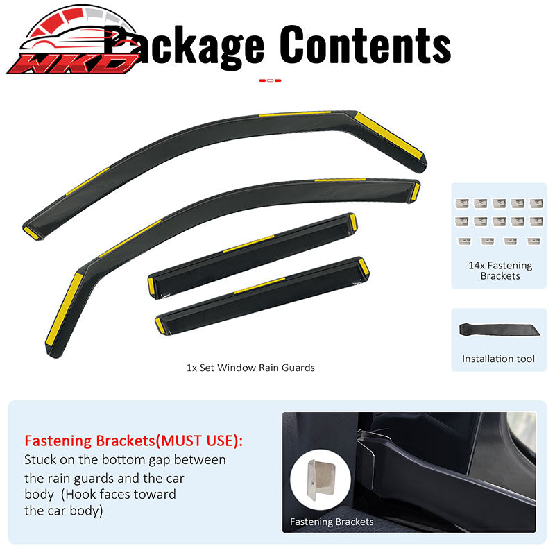 Fits 11-17 BMW F25 X3 Window Visors Injection PC In-Channel Rain Guard Deflector