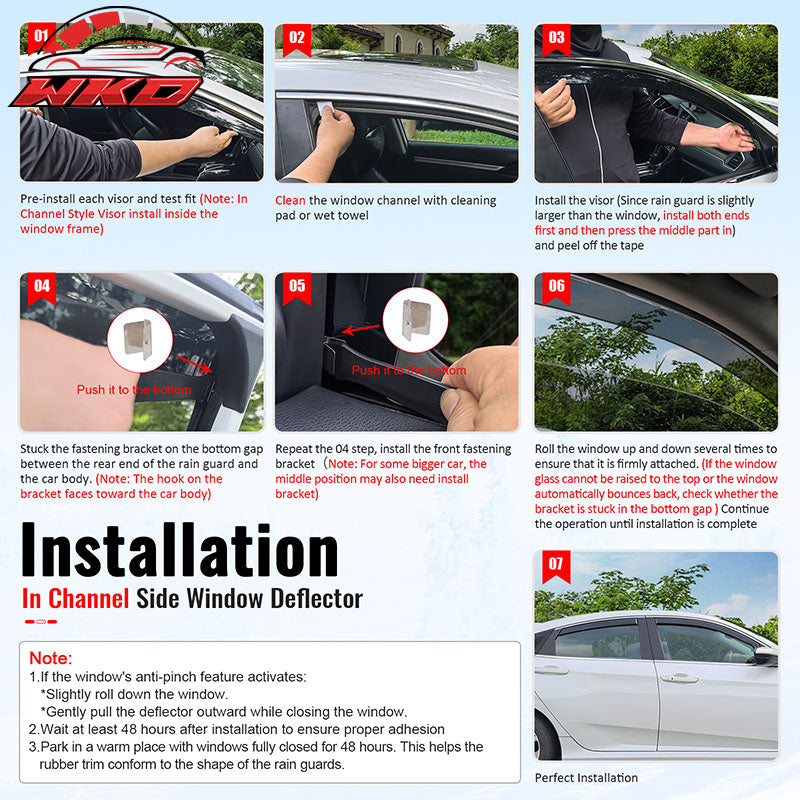 Fits 11-17 BMW F25 X3 Window Visors Injection PC In-Channel Rain Guard Deflector
