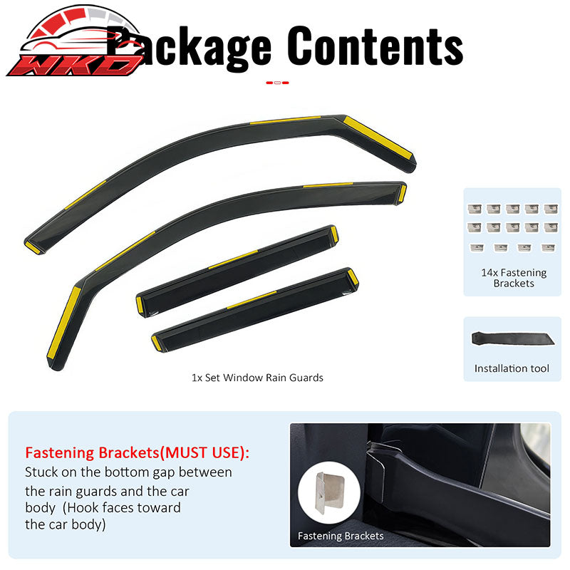 Fits 14-18 BMW F15 X5 F85 X5M Window Visors Injection PC In-Channel Deflectors