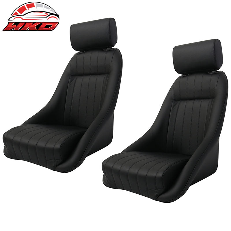 Wholesale Pair Classic Bucket Single Seat With Sliders in Black Faux Leather PU