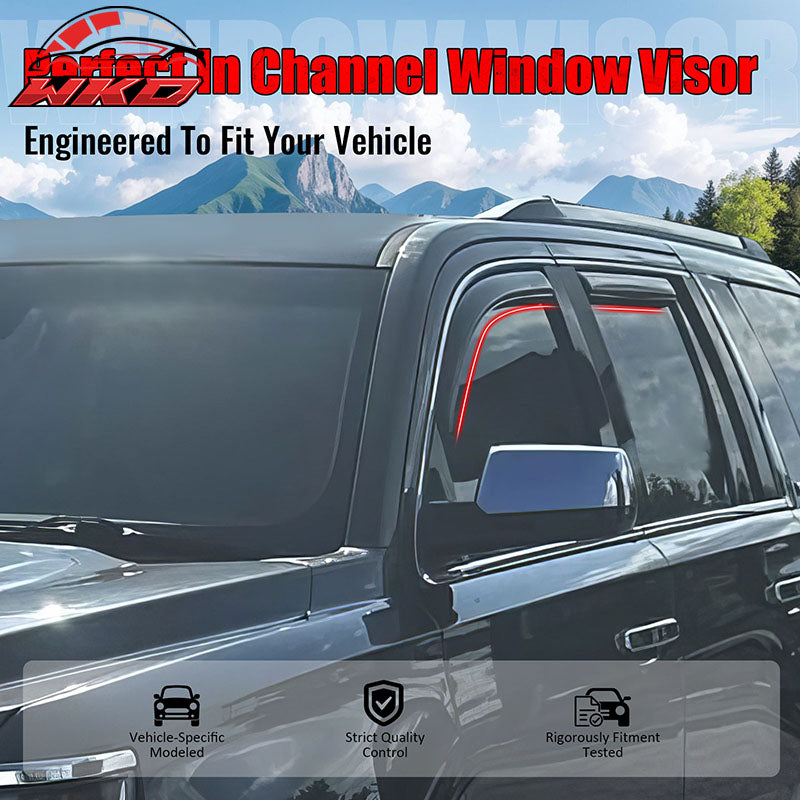 Fits 15-20 Cadillac Escalade Chevrolet Tahoe GMC Yukon Window Visors In-Channel