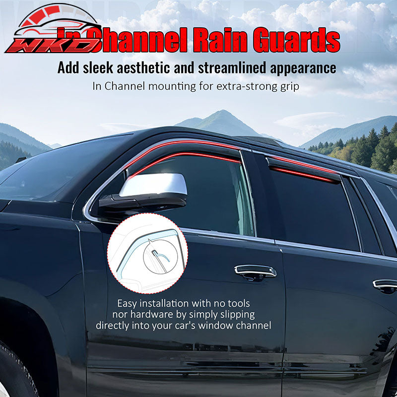 Fits 15-20 Cadillac Escalade Chevrolet Tahoe GMC Yukon Window Visors In-Channel