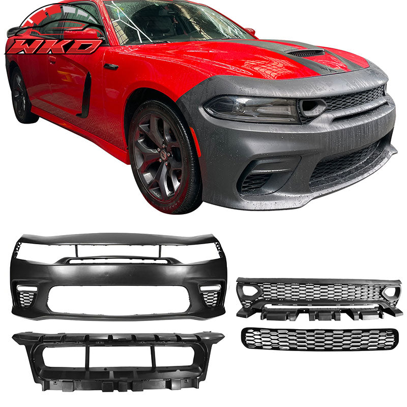 Wholesale 15-23 Charger PP Front Bumper W/ SRT Upper Lower Grille LED Foglight Cover