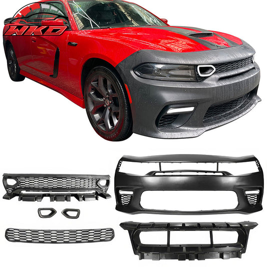 Wholesale 15-23 Charger PP Front Bumper SRT LED Upper Lower Grille Foglight Cover