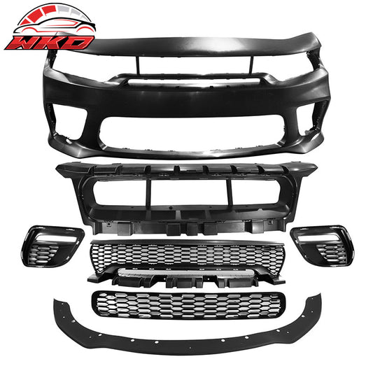 Wholesale 15-23 Charger Upper Lower Grilles Front Bumper Cover Matte Black Lip LED PP
