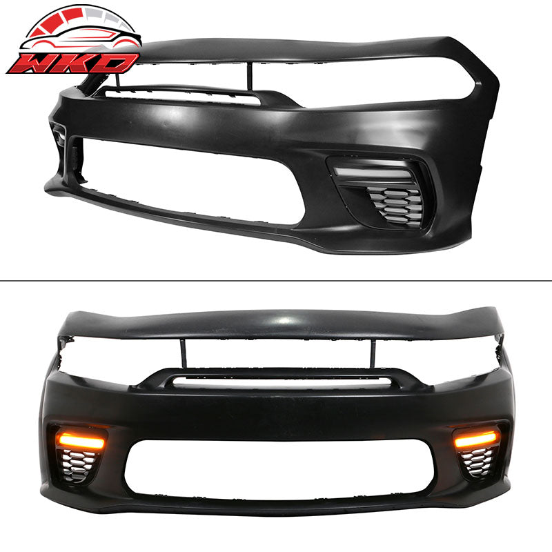 For 15-23 Charger PP Front Bumper W/ SRT Grille LED Foglight Rear Bumper Cover