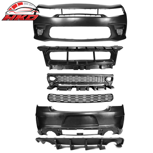 Wholesale 15-23 Charger PP Front Bumper w/ SRT Grille Foglight Cover+Rear Bumper Cover