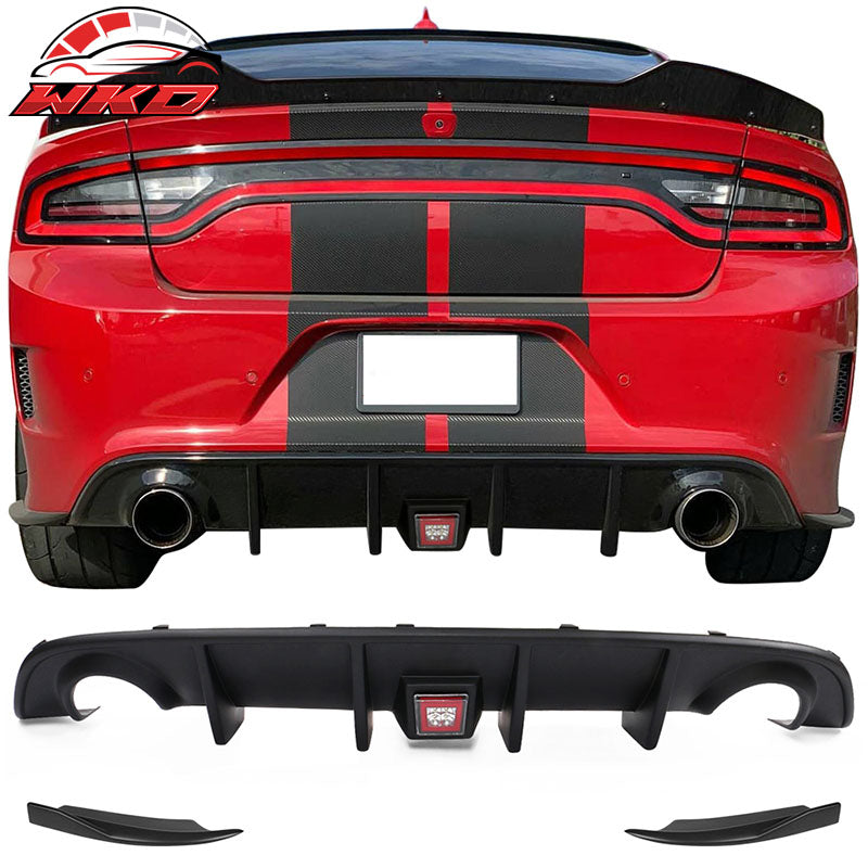 Fits 15-23 Charger SRT Rear Diffuser V2 Side Valance Lip W/ Smoke LED Brake Lamp