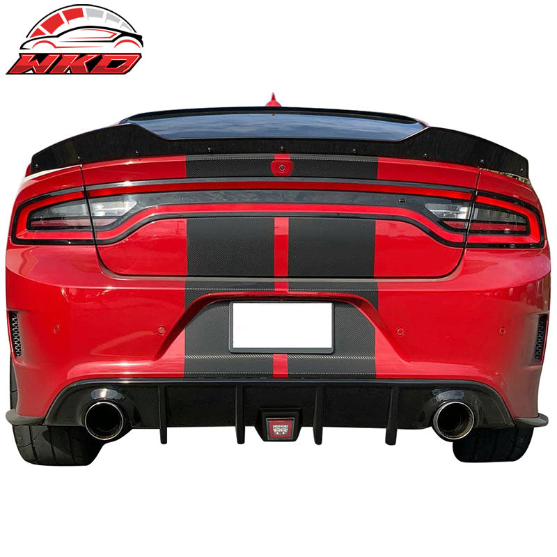 Fits 15-23 Charger SRT Rear Diffuser V2 Side Valance Lip W/ Smoke LED Brake Lamp