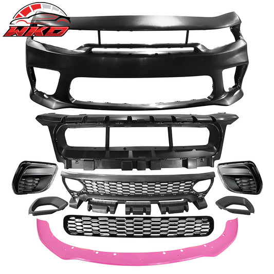 Wholesale 15-23 Charger SRT Upper Lower Grilles Front Bumper Cover W/ Pink Lip - PP