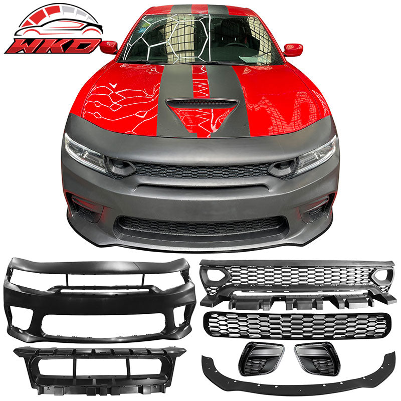 Wholesale 15-23 Charger SRT Upper Lower Grilles Front Bumper Cover W/ Matte Black Lip