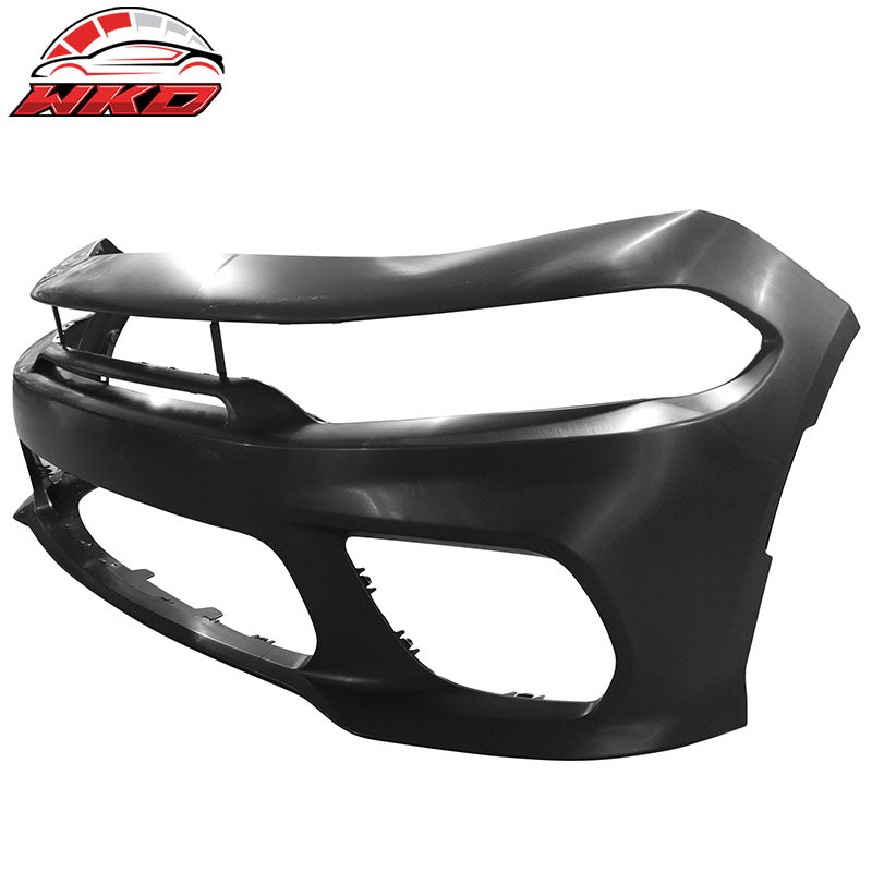 For 15-23 Charger SRT Upper Lower LED Grille Front Bumper Cover W/ Yellow Lip PP