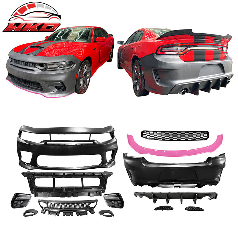 Wholesale 15-23 Charger SRT Upper Lower Grilles Rear Front Bumper Cover W/ Pink Lip PP