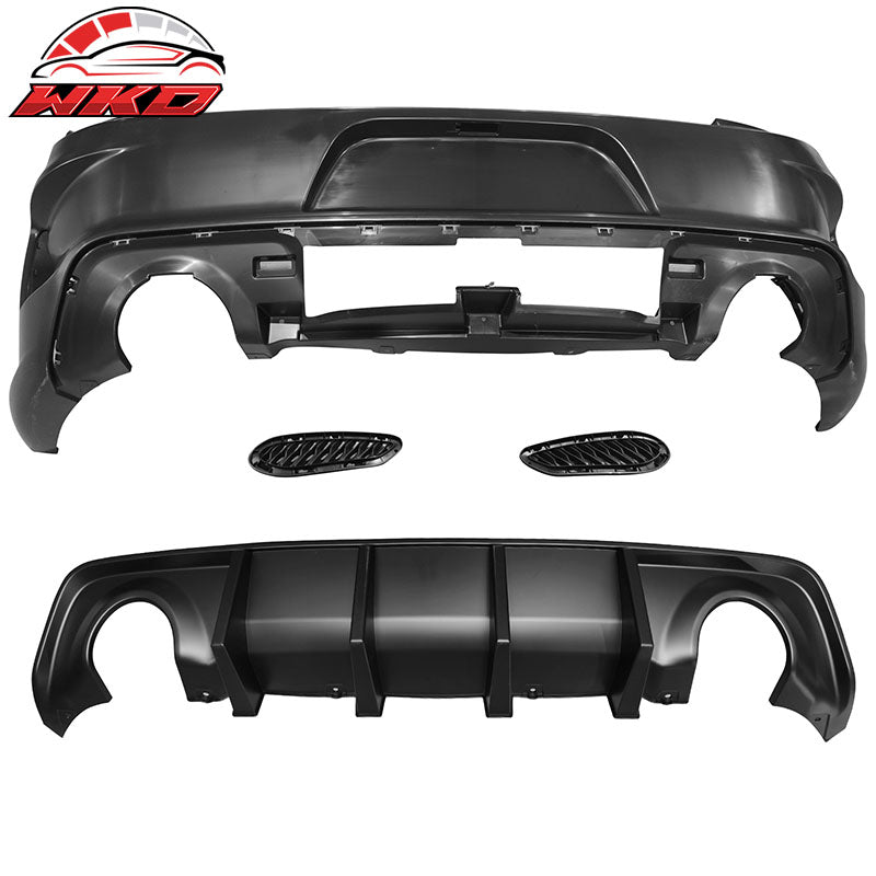For 15-23 Charger SRT Upper Lower Grilles Rear Front Bumper Cover W/ Pink Lip PP
