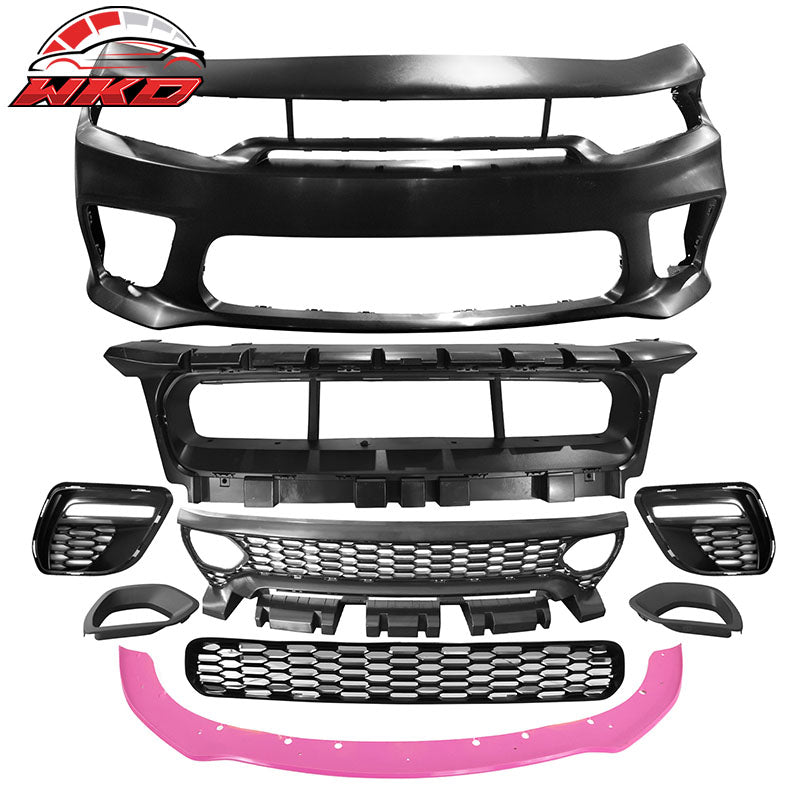 Wholesale 15-23 Charger SRT Upper Lower Grilles Front Bumper Cover W/ Pink Lip LED PP