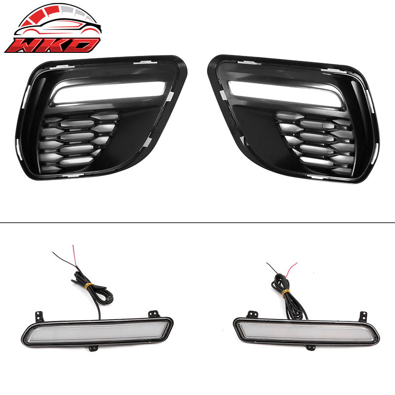Fits 15-23 Charger SRT Upper Lower Grilles Front Bumper Cover W/ Pink Lip LED PP