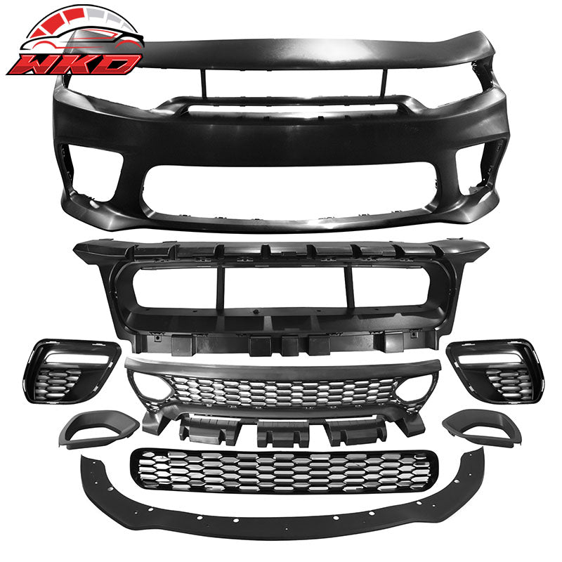 Wholesale 15-23 Charger SRT Upper Grilles Front Bumper Cover W/ Matte Black Lip LED