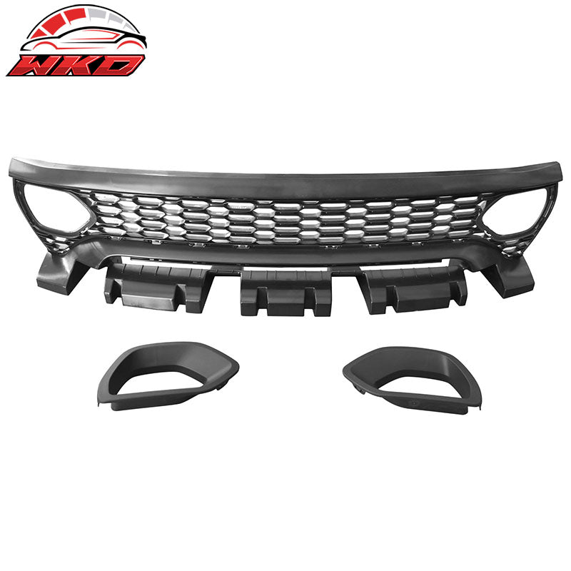For 15-23 Charger SRT Upper Lower Grilles Front Bumper Cover Yellow Lip PP LED