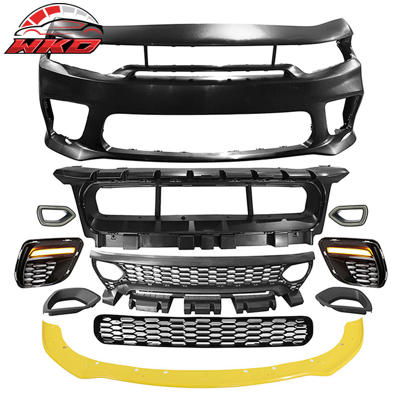 Wholesale 15-23 Charger SRT Upper Grilles Front Bumper Cover W/ Yellow Lip PP LED
