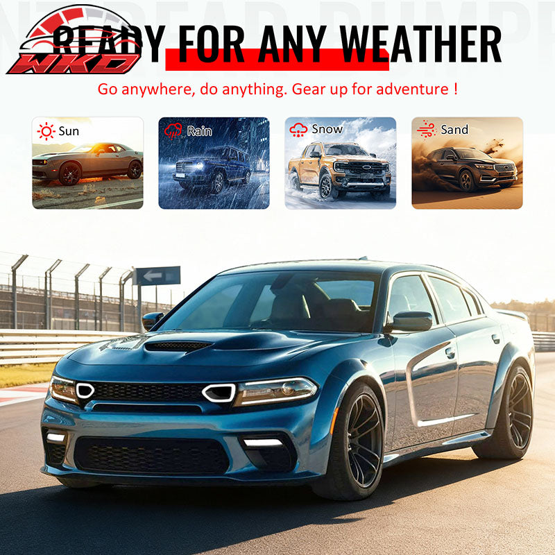 For 15-23 Charger Widebody LED Front Rear Bumper Cover W/ SRT Grille Matte Black