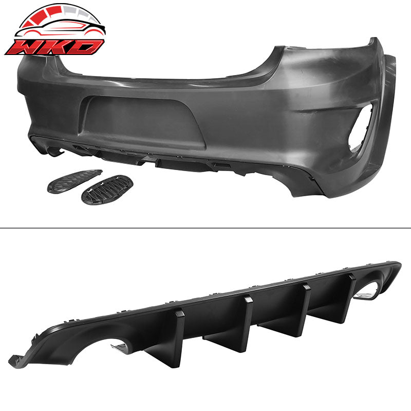 Fits 15-23 Charger Widebody Bumper Covers W/ SRT Grilles + Matte Black Diffuser
