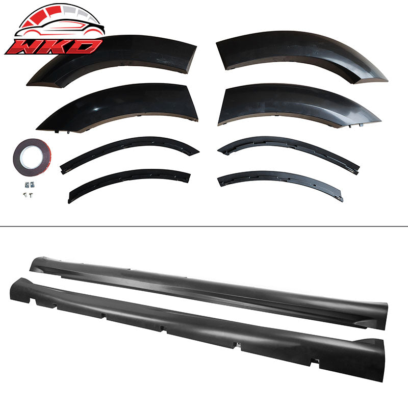 Fits 15-23 Charger Widebody Bumper Covers W/ SRT Grilles + Matte Black Diffuser