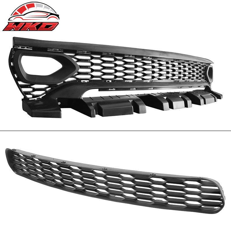 For 15-23 Charger Widebody LED Bumper Covers W/ SRT Grilles Gloss Black Diffuser