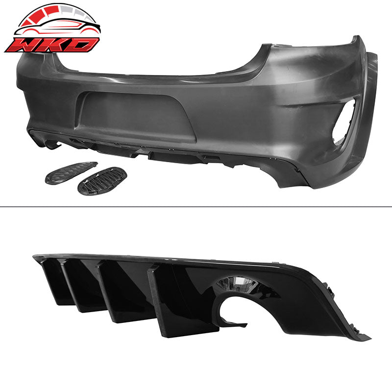 For 15-23 Charger Widebody LED Bumper Covers W/ SRT Grilles Gloss Black Diffuser