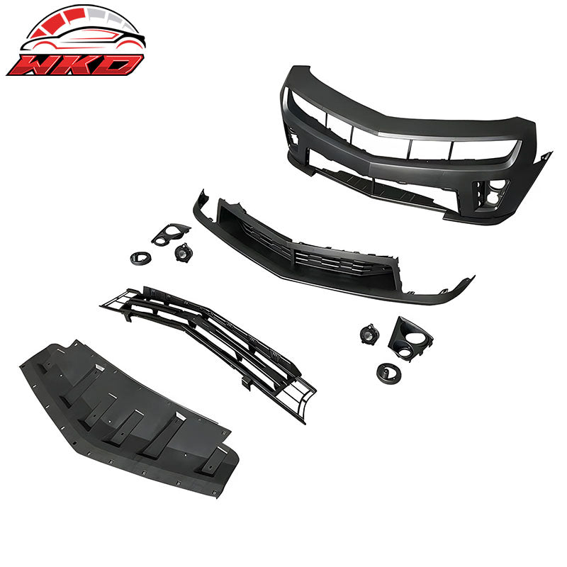 Fits 10-15 Chevy Camaro ZL1 Style Front Bumper Conversion Kit W/ Lip + Foglights