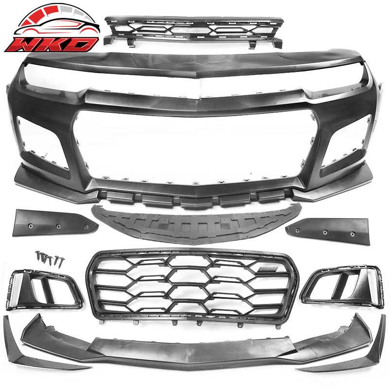 Fits 14-15 Chevy Camaro 1LE Style PP Front Bumper Conversion w/ Yellow Fog Light