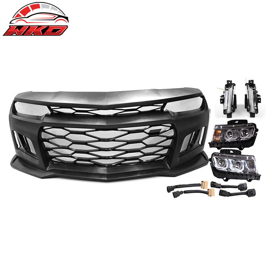 Wholesale 10-13 Camaro ZL1 Style Front Bumper Cover Conversion Chrome Headlights DRL