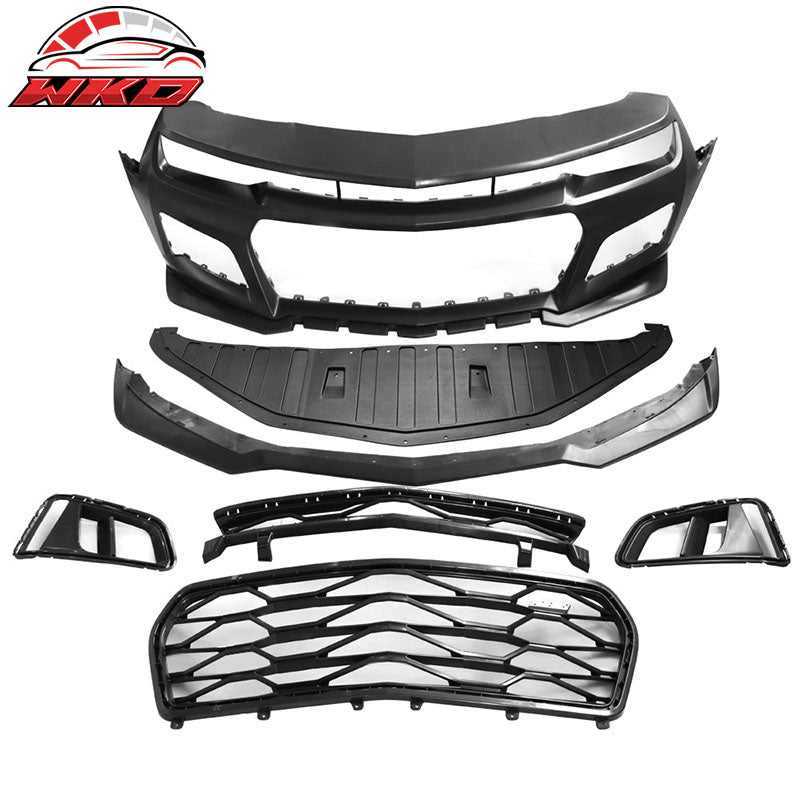 Fits 10-13 Camaro ZL1 Style Front Bumper Cover Conversion Chrome Headlights DRL