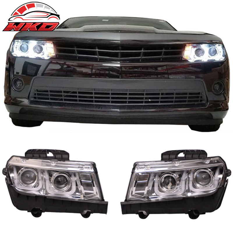 Fit 14-15 Chevy Camaro ZL1 Style Front Bumper Cover Chrome Headlight Fog Lights