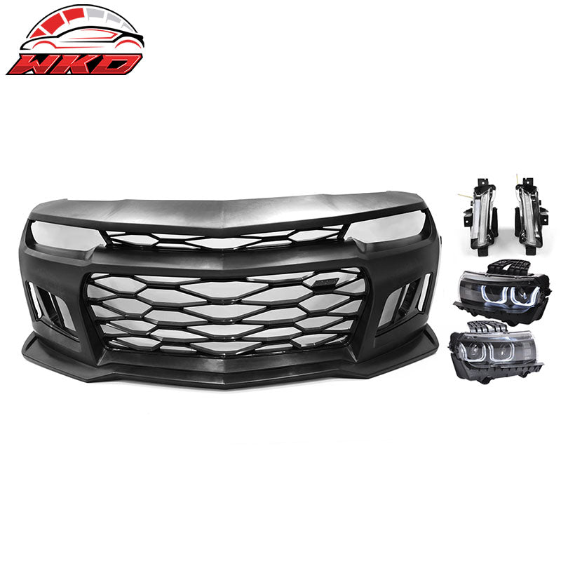 Wholesale 14-15 Chevy Camaro ZL1 Style PP Front Bumper Cover Black Headlight Fog Light