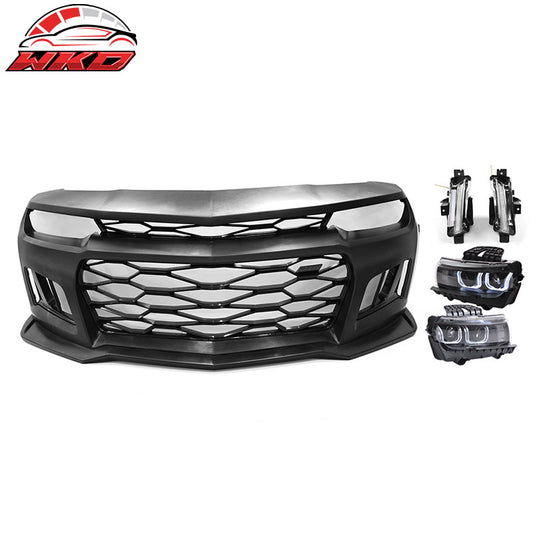 Wholesale 14-15 Chevy Camaro ZL1 Style PP Front Bumper Cover Black Headlight Fog Light