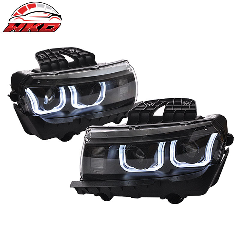Fit 14-15 Chevy Camaro ZL1 Style PP Front Bumper Cover Black Headlight Fog Light