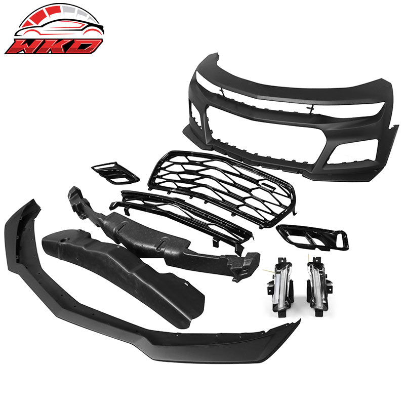 Fits 16-18 Chevy Camaro ZL1 Style Front Bumper Cover Turn Signal DRL Fog Lights