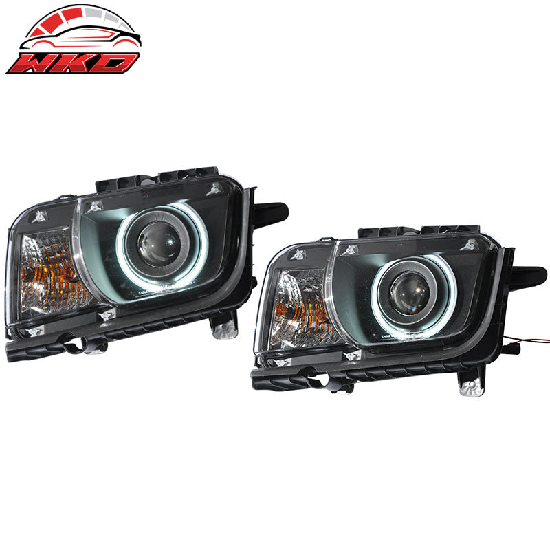 Wholesale 10-13 Camaro CCFL Halo Projector Headlights Head Lamps Light Black Pair