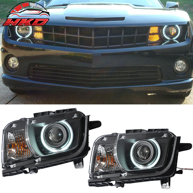 Fits 10-13 Camaro CCFL Halo Projector Headlights Head Lamps Light Black Pair